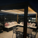 Pérgola Bioclimática 3x4 m LED Solar Madera y Blanco